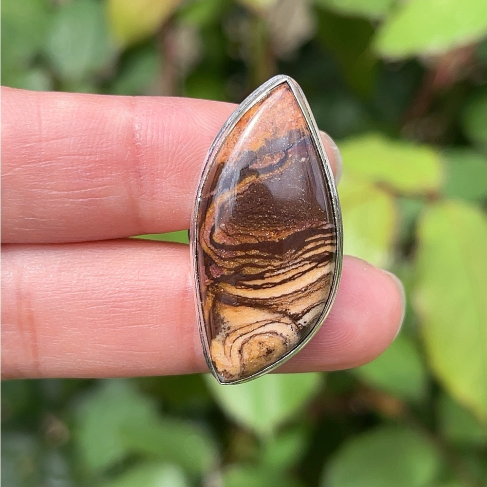 Size 6.5 925 silver plated Australian Outback Jasper Freeform ring